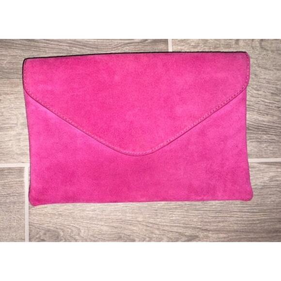 J. Crew Handbags - JCREW Womens Magenta Suede 100% Leather Envelope Purse/Clutch